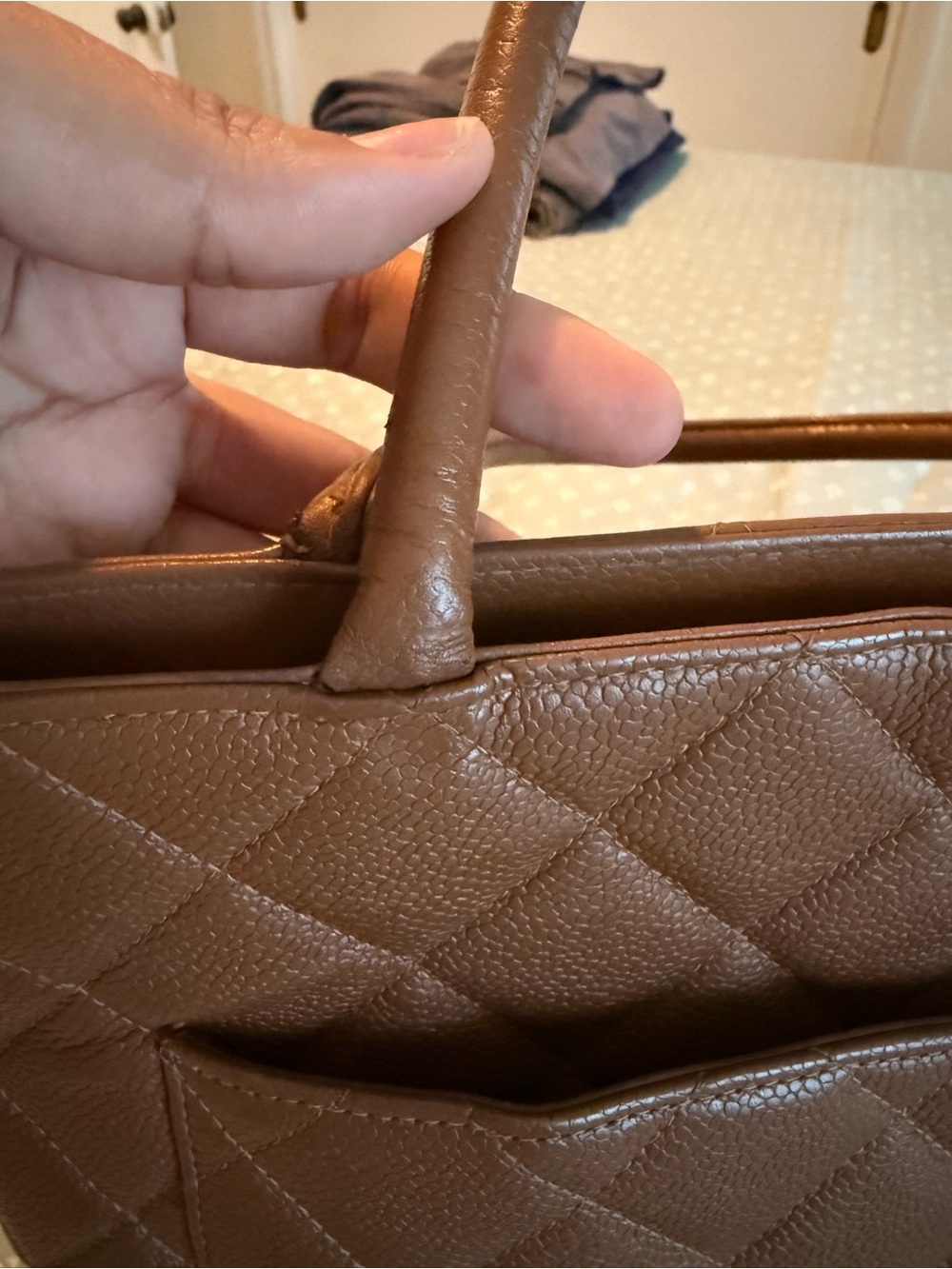 Chanel Caviar Brown Leather Quilted Medallion Tote - 24 Karat Gold - Picture 6 of 14